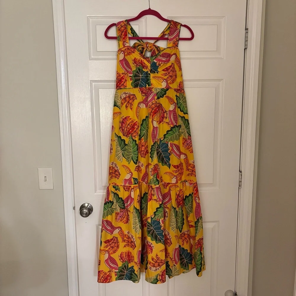 NWT Farm Rio Yellow Beaks and Bananas Maxi Dress Size Medium - Picture 5 of 9